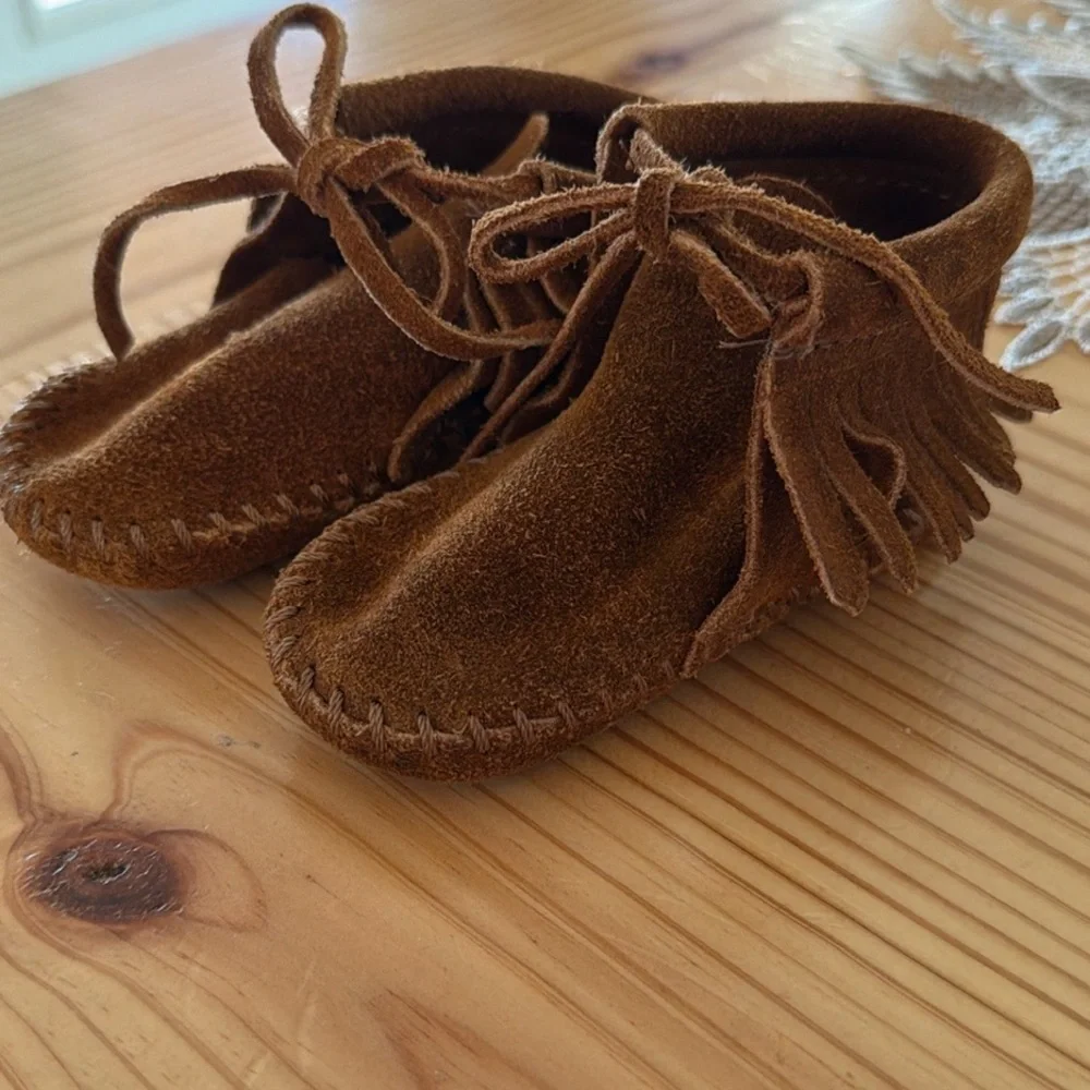 Brown Suede Kids Moccasins